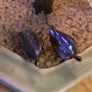 Vintage sterling Mexico abalone earring